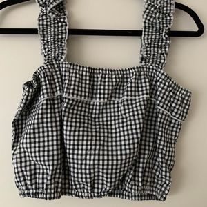Navy and white checkered crop tank